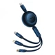 Кабель Baseus Bright Mirror 2 Series Retractable 3-in-1 Fast Charging Data Cable Type-C to M+L+C 100W 1.1m Blue (CAMJ010203) - зображення 3