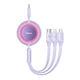 Кабель Baseus Bright Mirror 2 Series Retractable 3-in-1 Fast Charging Data Cable Type-C to M+L+C 100W 1.1m Purple (CAMJ010205) - зображення 1