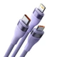 Кабель Baseus Flash Series Ⅱ One-for-three Fast Charging Data Cable USB to M+L+C 66W 1.2m Purple (CASS040005) - зображення 2