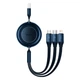Кабель Baseus Bright Mirror 2 Series Retractable 3-in-1 Fast Charging Data Cable USB to M+L+C 3.5A 1.1m Blue (CAMJ010003) - изображение 1