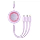 Кабель Baseus Bright Mirror 2 Series Retractable 3-in-1 Fast Charging Data Cable USB to M+L+C 3.5A 1.1m Purple (CAMJ010005) - изображение 1