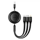 Кабель Baseus Bright Mirror 2 Series Retractable 3-in-1 Fast Charging Data Cable USB to M+L+C 3.5A 1.1m Black (CAMJ010001) - зображення 1