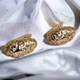 Сережки классические Овальные випуклые ажурные Xuping, медицинское золото 1х1.5 см - изображение 2