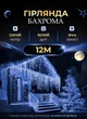 Гірлянда вулична бахрома 12 метрів 200 LED світлодіодна білий провід 55 ниток Синій - зображення 1