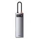 USB Type-C Хаб Baseus Metal Gleam Series 8-in-1 (3xUSB 3.0, 4K HDMI, RJ45, Type-C, TF/SD) Type-C gray - зображення 1