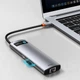 USB Type-C Хаб Baseus Metal Gleam Series 8-in-1 (3xUSB 3.0, 4K HDMI, RJ45, Type-C, TF/SD) Type-C gray - зображення 4