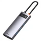 USB Type-C Хаб Baseus Metal Gleam Series 6-in-1 (3xUSB 3.0, 4K HDMI, RJ45, Type-C) Type-C gray - зображення 6