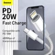 Кабель Baseus High Density Braided Fast Charging Data Cable Type-C to Lightning PD 20W 2m White (CATLGD-A02) - изображение 6