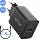 Зарядний пристрій RZTK GaN2 65W 2 USB-C (PD3.0) + кабель USB-C 100W Black - зображення 1