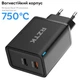 Зарядний пристрій RZTK GaN2 65W 2 USB-C (PD3.0) + кабель USB-C 100W Black - зображення 7