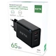 Зарядний пристрій RZTK GaN2 65W 2 USB-C (PD3.0) + кабель USB-C 100W Black - зображення 13