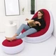 Прочный надувной диван кресло для отдыха с пуфиком AIR SOFA 102х127х76 см Красный - изображение 6