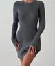 Женское трикотажное платье с длинными рукавами рубчик графит One size (XS, S, М) VIGGI 02004-В - изображение 2