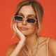 Солнцезащитные очки No Brand унисекс с пирсингом коричневые с золотом - изображение 1