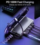 Док-станция с подставкой для телефона Choetech USB3.1 Type-C to HDMI/USB 3.0x2/USB 2.0/Tupe-C PD 100W Hub 7-in-1 (HUB-M77-GY) - изображение 7