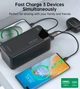 Powerbank павербанк УМБ Choetech 50000mAh 22.5W PD QC3.0 Type-C In/out 2xUSB-A Li-Pol Black (B732-ACBK) - изображение 6