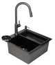 Мойка из нержавеющей стали AQUAMILL 5050 с PVD покрытием черная + смеситель с выдвижной лейкой + дозатор + коландер + ринзер металлический - изображение 4