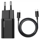 Швидка зарядка для телефону Type-C / Зарядний пристрій Baseus Super Si Quick Charger 1C 25W + Cable Type-C to Type-C 3A (1m) (TZCCSUP-L) МЗП - зображення 1