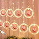 Новогодняя гирлянда штора Кольца с фигурками, 10 LED, 2,5х0,7м, от USB, Теплый белый, Санта - изображение 1