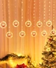Новогодняя гирлянда штора Кольца с фигурками, 10 LED, 2,5х0,7м, от USB, Теплый белый, Санта - изображение 4