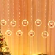 Новогодняя гирлянда штора Кольца с фигурками, 10 LED, 2,5х0,7м, от USB, Теплый белый, Санта - изображение 5
