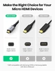 Кабель Ugreen Micro HDMI штекер to HDMI 2.0 роз'єм 4K 60Hz 3D нейлонова обплетення 25CM Gray (HD149) - зображення 4