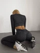 Спортивный женский костюм Soft LINE 3 в 1 (топ, рашгард, леггинсы) для фитнеса и йоги Бесшовный Push Up M Темно-серый (1751M) - изображение 7