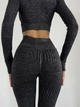 Спортивный женский костюм Soft LINE 3 в 1 (топ, рашгард, леггинсы) для фитнеса и йоги Бесшовный Push Up M Темно-серый (1751M) - изображение 8