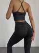 Спортивный женский костюм Soft LINE 3 в 1 (топ, рашгард, леггинсы) для фитнеса и йоги Бесшовный Push Up M Темно-серый (1751M) - изображение 10