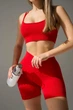 Спортивный женский костюм KG для йоги и фитнеса (топ с перекрестной спинкой + шорты пуш-ап) Бесшовный Однотонный Push Up Premium XS-S Красный (KG07THS) - изображение 1