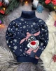 Свитер с оленями для девочки "Snowy deer" Cиний (7-8 лет, 122-128 см) - изображение 2