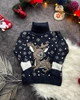 Свитер с оленями для мальчика "Deer in snowflakes" Cиний (9-10 лет, 134-140 см) - изображение 1