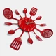 Настенные часы на кухню Fork Ложки-вилки кварцевые металлические 40 см Красный - изображение 2