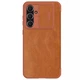 Кожаный чехол (книжка) Nillkin Qin Pro Camshield для Samsung Galaxy S24 FE Коричневый - изображение 1