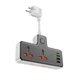 Сетевой фильтр HOCO AC12A на 2 розетки + 3 USB+ USB-C, 30W, кабель 1м, 220В, Black, Box - изображение 2
