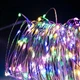 Светодиодная новогодняя USB гирлянда роса 200 LED 20м на медной проволоке от батареек разноцветная - изображение 2