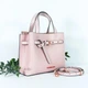 Жіноча сумка з натуральної шкіри MICHAEL KORS Emilia Pebbled Leather Satchel in Powder, рожевого кольору - изображение 2