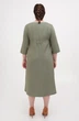 Вільна сукня великих розмірів з льону з вишитими квітами Ольвія (Plus size). Хакі, р.54, код 0357/54/1122 - зображення 3