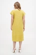 Лляна міді сукня великих розмірів з коротким рукавом (Plus size) Варна. Жовтий, р.58, код 0330/58/284 - зображення 3