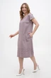 Лляна міді сукня великих розмірів з коротким рукавом (Plus size) Варна. Рожевий, р.58, код 0330/58/1087 - зображення 2