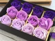 Подарочный набор с розами из мыла 12 шт Leluno Розы из мыла с плюшевым медведем 23*11*5 см Фиолетовый - изображение 2