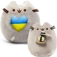 Мягкая игрушка Пушин кэт 23х25см с Сердцем и Мягкая игрушка Pusheen cat 12х15см с Суши в лапка Серый n-11619 - изображение 1