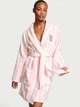 Плюшевый халат Victoria Secret Logo Short Cozy Robe Pretty Blossom Stripes M/L розовая полоска - изображение 1
