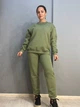 Костюм женский Pepper mint 24-13-14 простой брюки джогеры на резинке и свитшот оверсайз утепленный флис S хаки - изображение 1