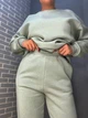 Костюм женский Pepper mint 24-13-14 простой брюки джогеры на резинке и свитшот оверсайз утепленный флис L оливковый - изображение 5