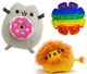 Комплект Мягкая игрушка Pusheen cat Кот c пончиком 15х12см Пушин Кет Лев 10х7см и Pop It Цветок n-12407 - изображение 1