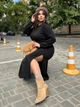 Теплое женское платье из ангоры с разрезом под пояс большого размера 50-52 Черный - изображение 5
