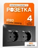 Розетка європейська подвійна з чотирма USB портами для заряджання BRS чорний матовий колір - зображення 2