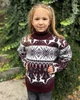 Свитер с оленями для девочки "Baby ornament" Бордовый, под шею (7-8 лет, 122-128 см) - изображение 1
