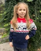 Свитер с оленями для девочки "Baby deer" Синий с красным (9-10 лет, 134-140 см) - изображение 1